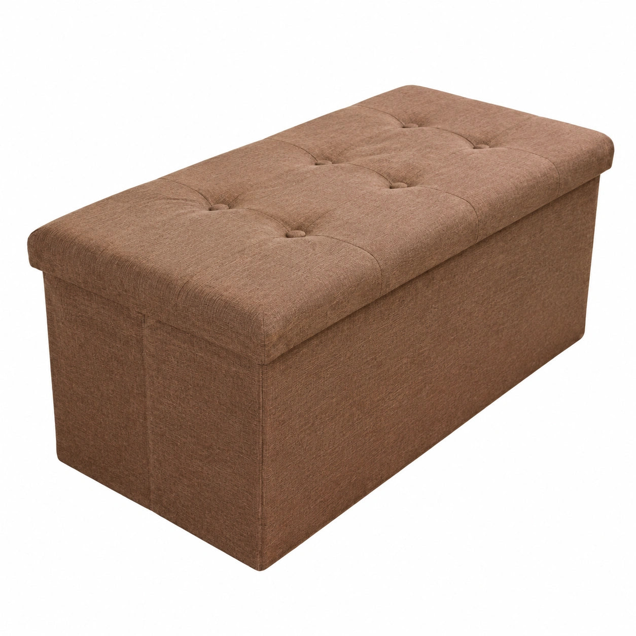 Faltbare Sitzbank mit Stauraum, Leinen, bis 300 kg belastbar, Dunkelbraun, 76x38x38 cm