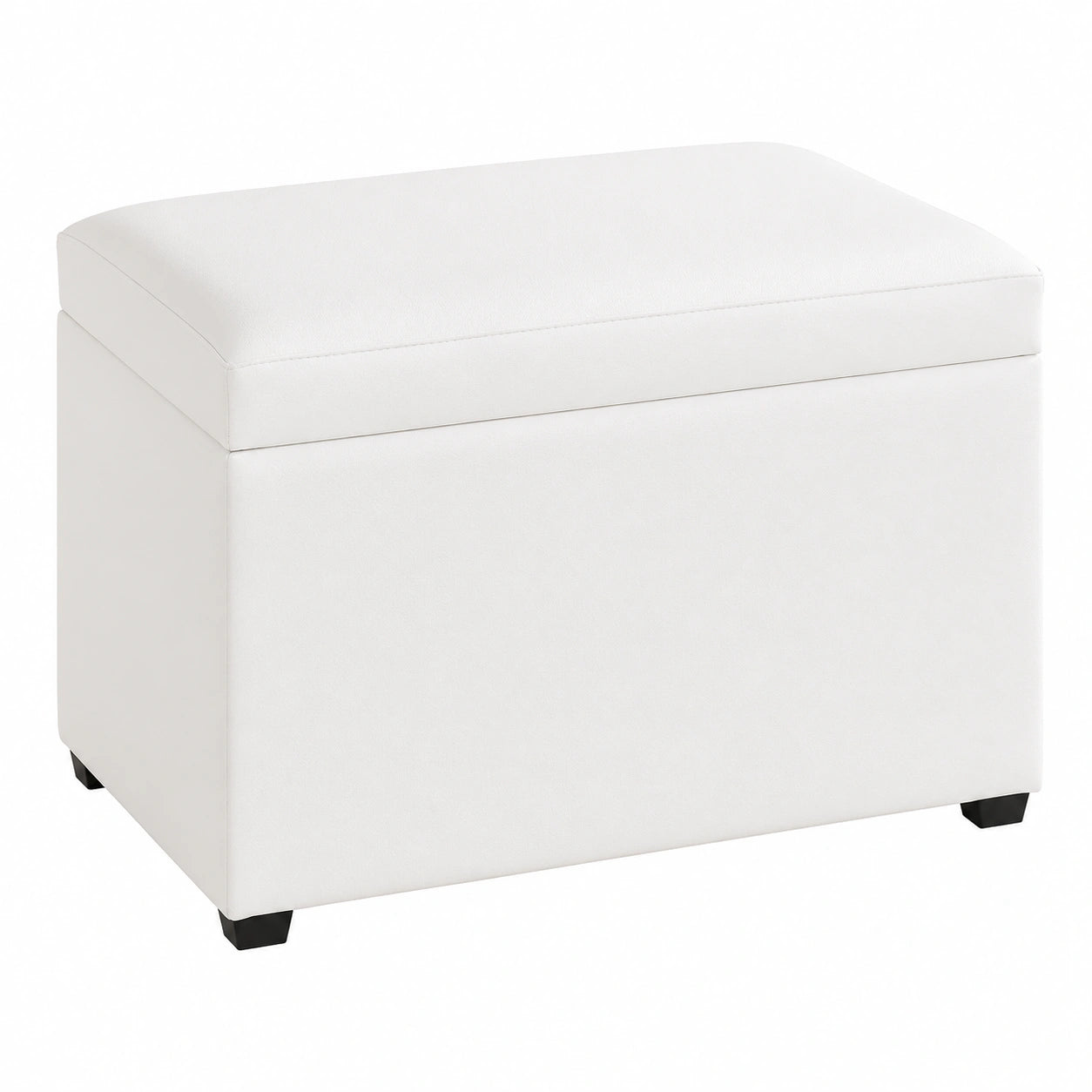 HAKU Sitzbank mit Stauraum, Weißes Kunstleder, MDF, Modernes Design, Maße: 58 x 42 x 39 cm