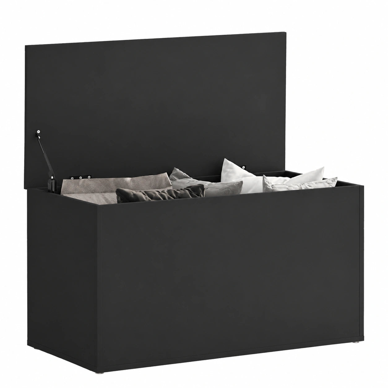Spielzeugtruhe aus Holzwerkstoff, Schwarz, 84x42x46 cm, als Aufbewahrungstruhe und Couchtisch