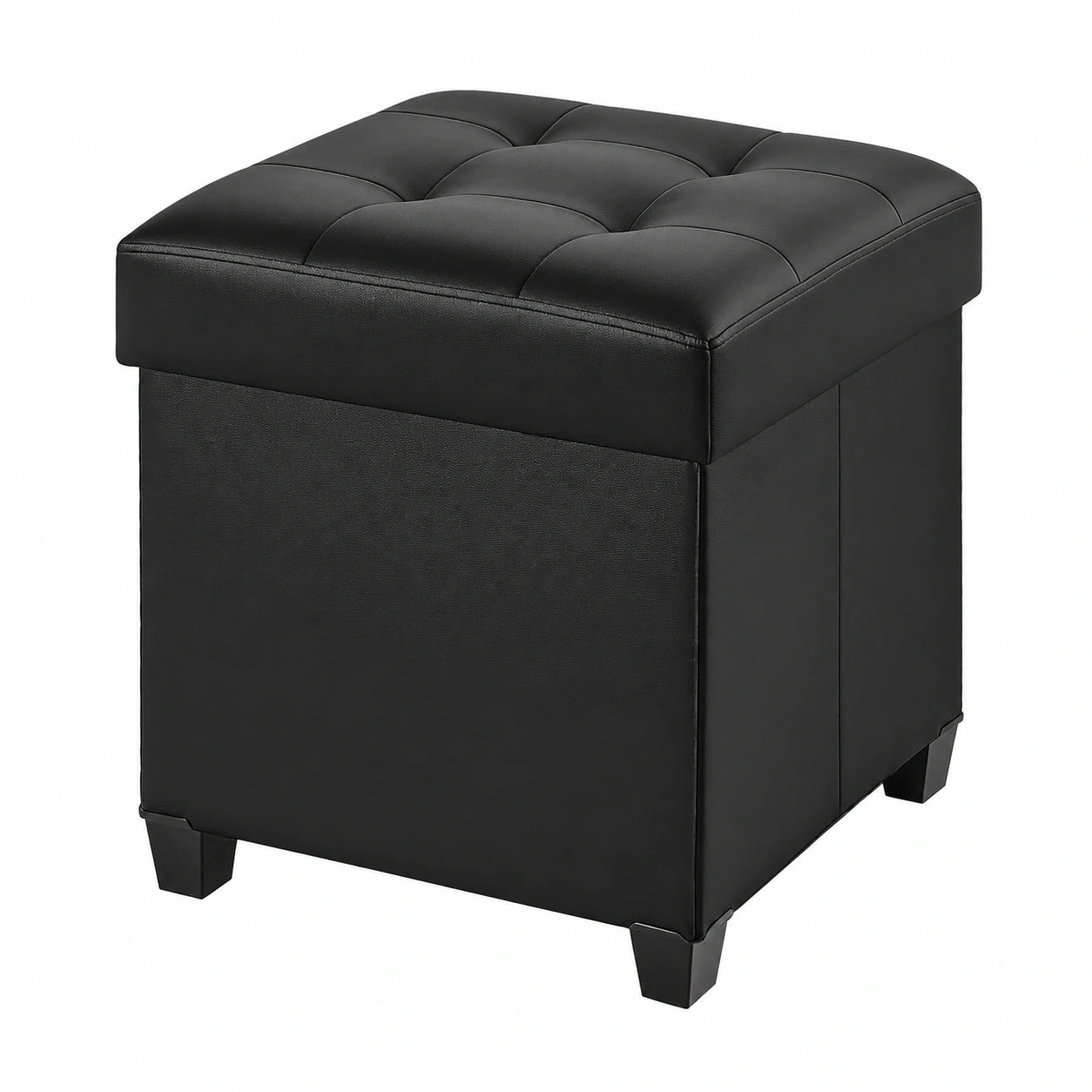 Faltbarer Stauraum-Sitzhocker 45 x 45 x 50 cm, Schwarz, für Wohnzimmer und Schlafzimmer