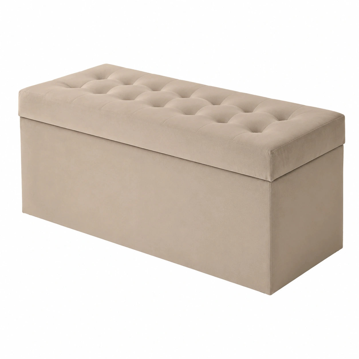 Großer Stauraum Polsterhocker Beige 45x120 cm, Belastbar bis 300 kg, Pflegeleicht und Elegant