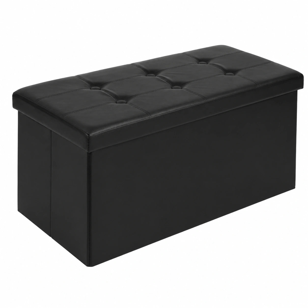 Todeco Faltbarer Kunstleder Sitzhocker mit Stauraum, 80L Ottomane für Wohnzimmer, Esszimmer und Schlafzimmer, Schwarz