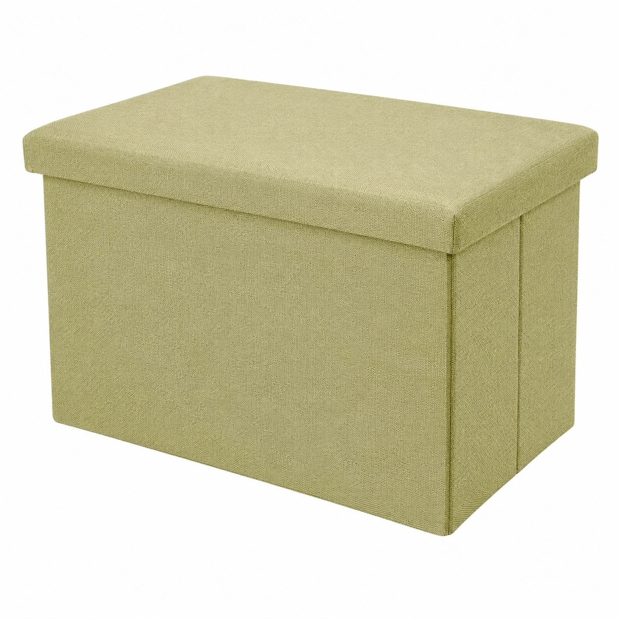 INTIRILIFE Faltbarer Sitzhocker 78x38x38 cm in Frühlingsgrün - Stauraum Sitztruhe mit Leinenoptik Bezug