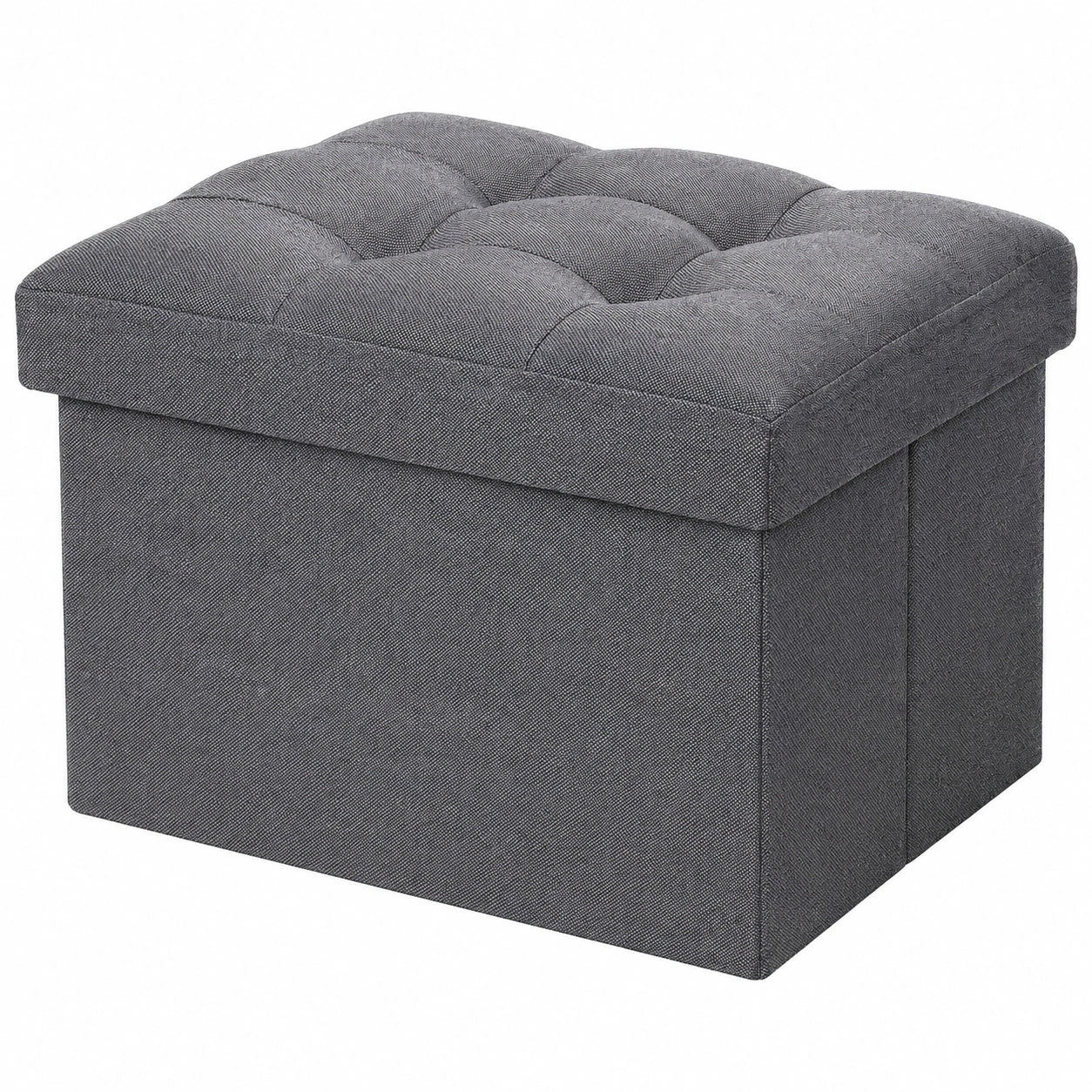 Moderner Stauraum-Sitzhocker aus Stoff, dunkelgrau, 41x31x31 cm, bis 130 kg belastbar, ideal für Wohn- und Schlafzimmer