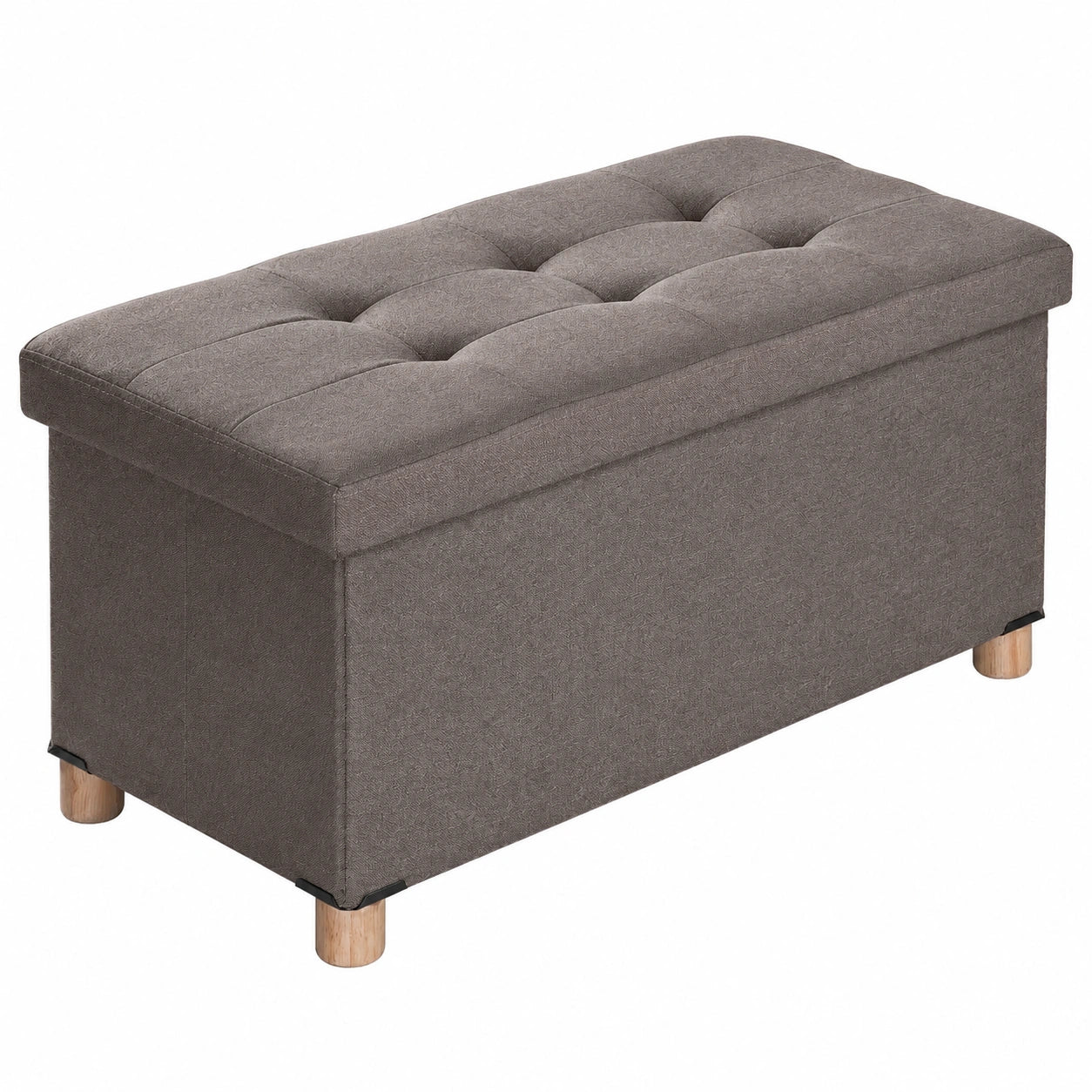 BRIAN & DANY Sitzbank mit Stauraum, faltbarer Sitzhocker mit Holzbeinen, braun, für Wohn- und Schlafzimmer, 76 x 38 x 38 cm