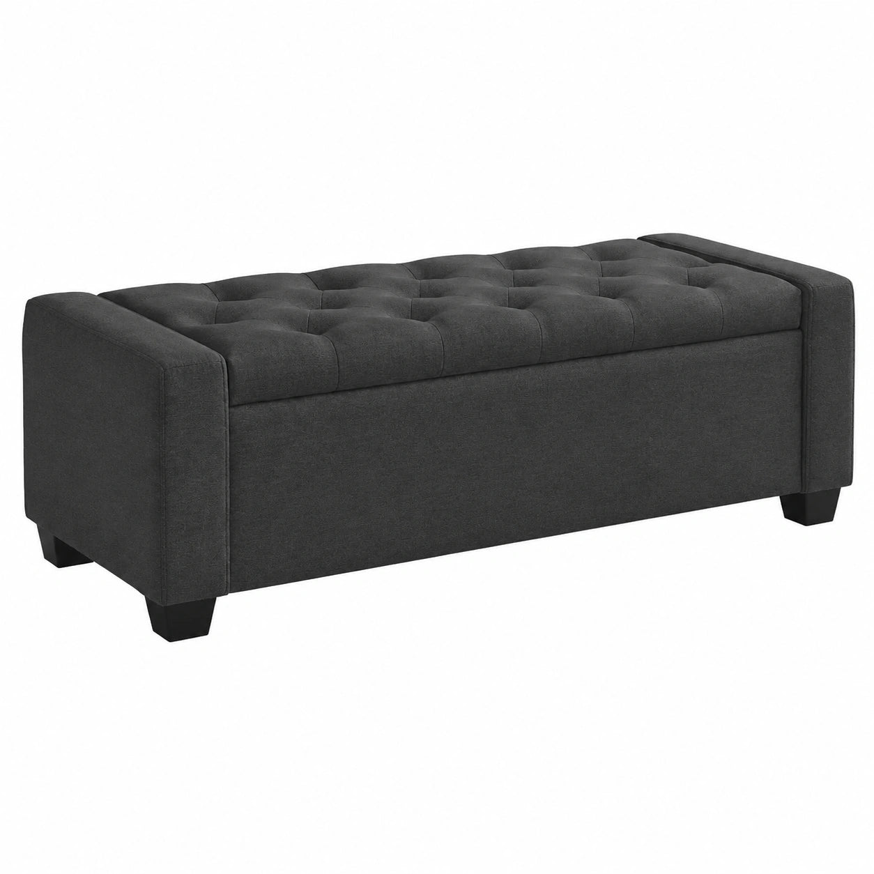 HOWJOE Stauraum-Bank 200 kg, Polsterhocker, Aufbewahrungstruhe 123x50x42cm, Dunkelgrau für Wohnzimmer, Schlafzimmer, Flur