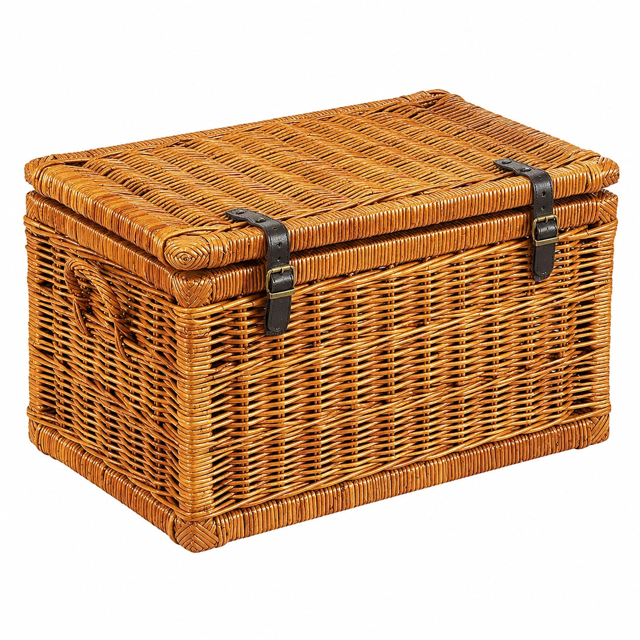 Kobolo Aufbewahrungstruhe mit Sitzfunktion - Rattan Braun - 70x45x40 cm