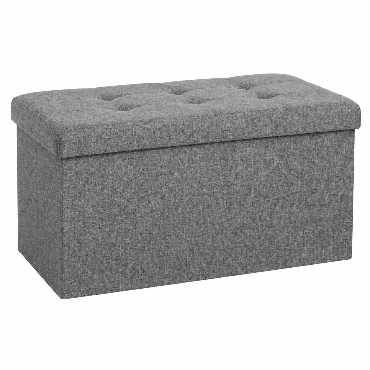 Premium Sitzbank mit Stauraum aus Leinen in Grau - Holzverstärkt und Bequem - 76x38x38 cm
