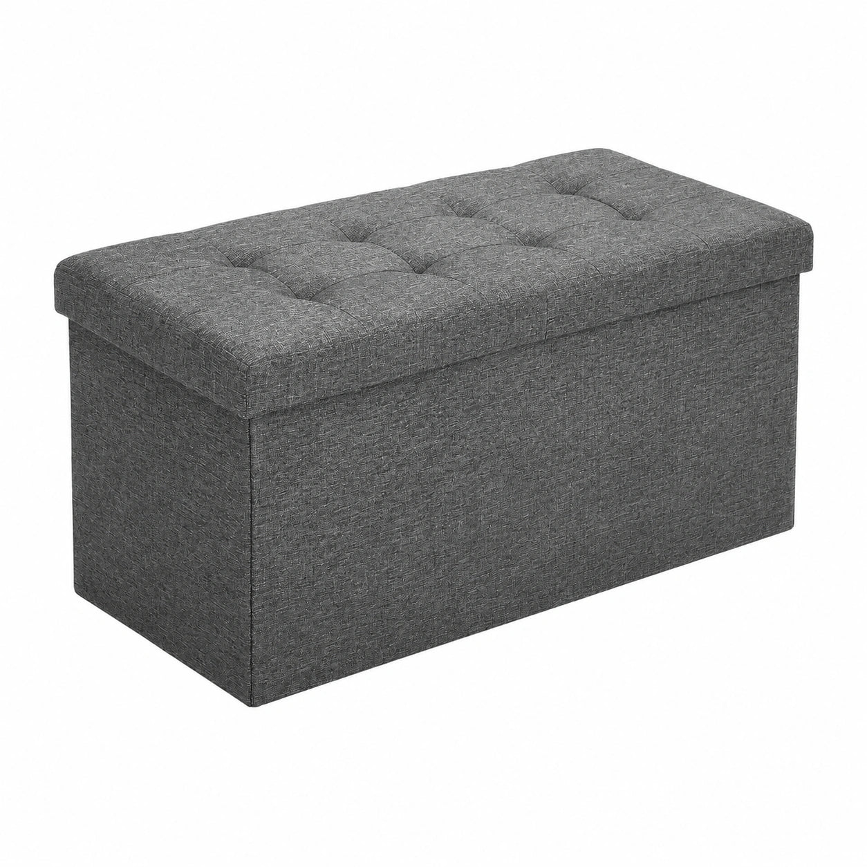 Faltbare SONGMICS Sitzbank mit 80L Stauraum, Leinenimitat, Dunkelgrau, Set aus 2