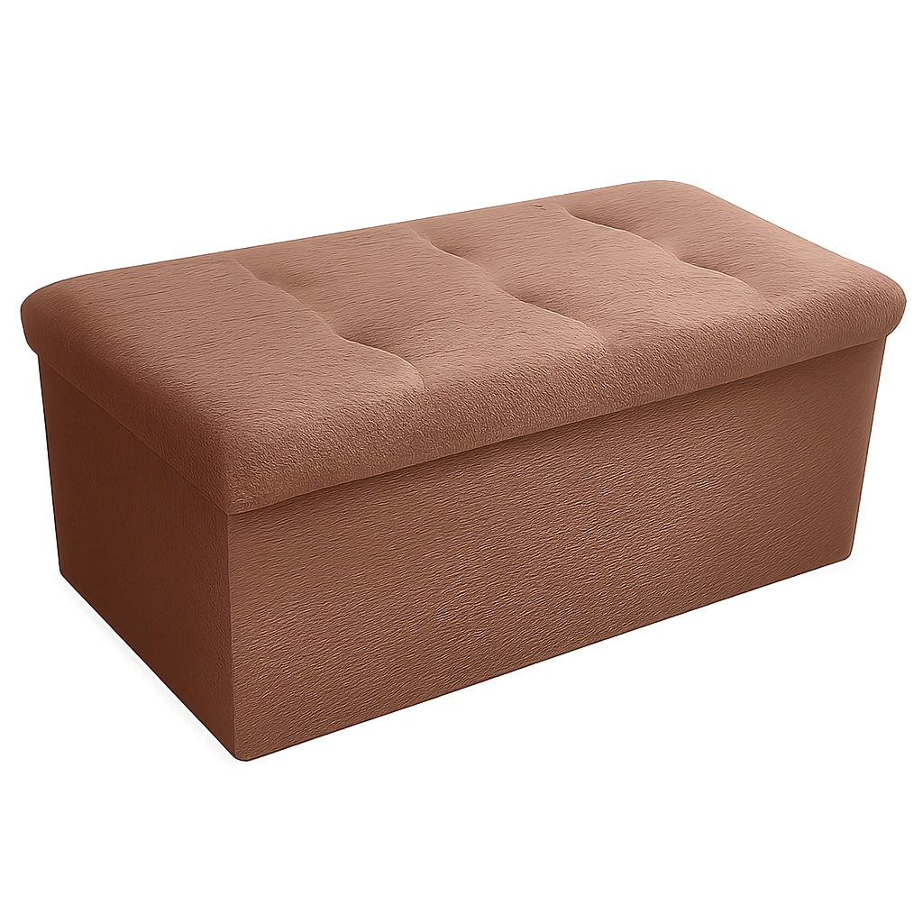 Faltbare Sitzbank mit Stauraum, Belastbarkeit bis 300 kg, Leinen, 76x38x38 cm, Dunkelbraun