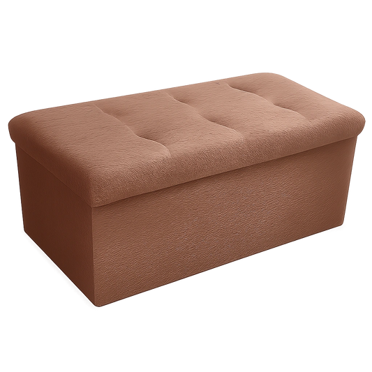 Faltbare Sitzbank mit Stauraum, Belastbarkeit bis 300 kg, Leinen, 76x38x38 cm, Dunkelbraun
