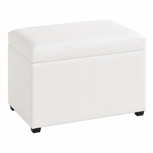 HAKU Sitzbank mit Stauraum, Weißes Kunstleder, MDF, Modernes Design, Maße: 58 x 42 x 39 cm