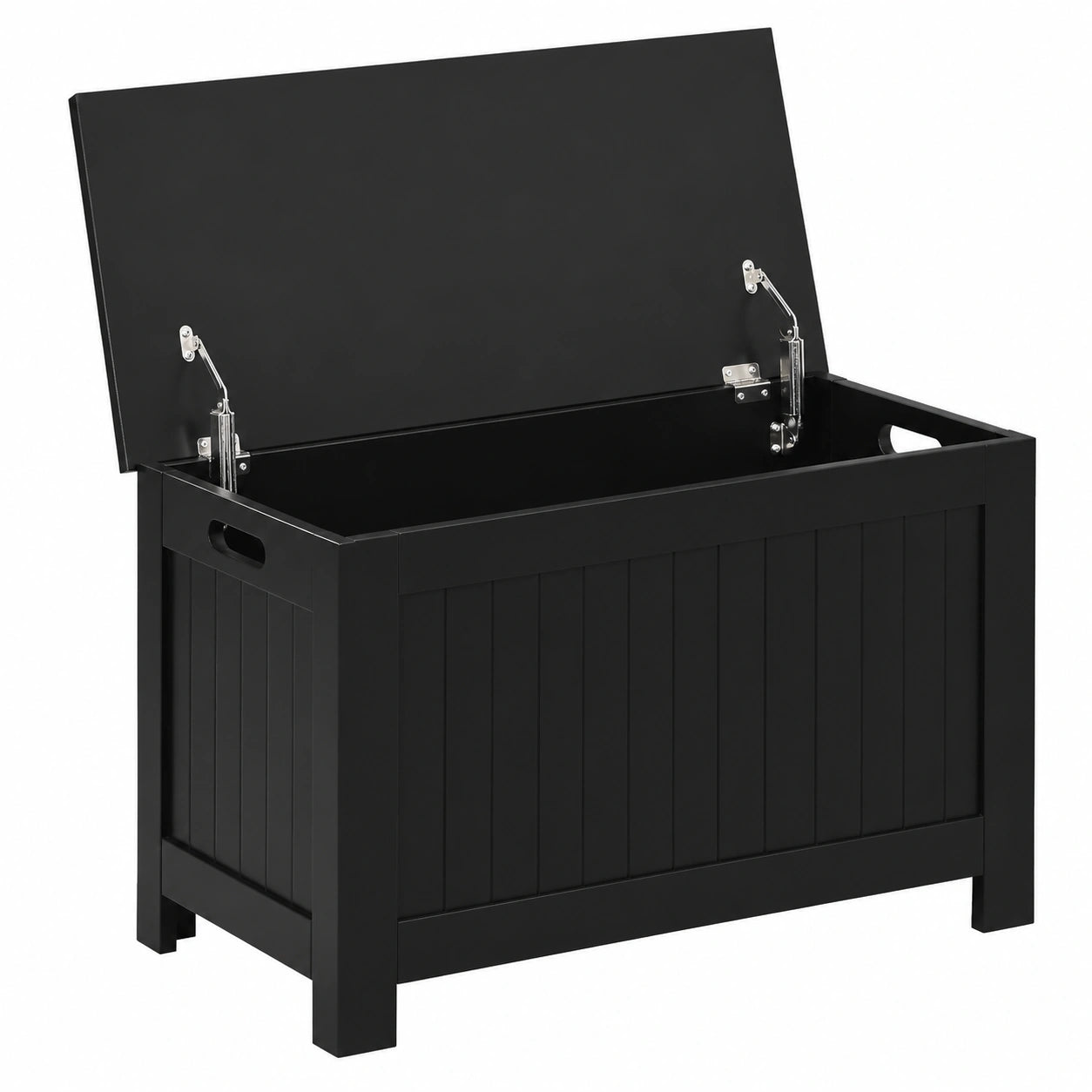 HOMCOM Aufbewahrungstruhe mit Griff und Deckel, schwarz, 81 x 40 x 46 cm, MDF Material