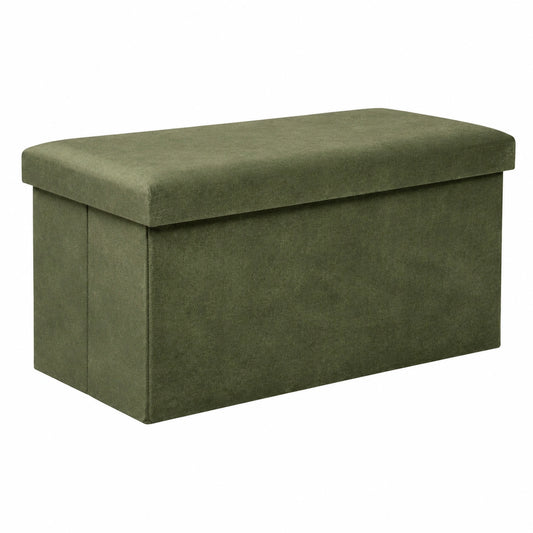 Atmosphera Lilou Samt Truhenhocker in Grün-Khaki, 76x38 cm - Doppelsitz