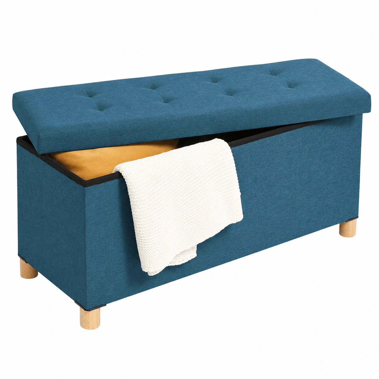 IDMarket - Aufbewahrungstruhe mit Füßen 100 cm in Entenblau