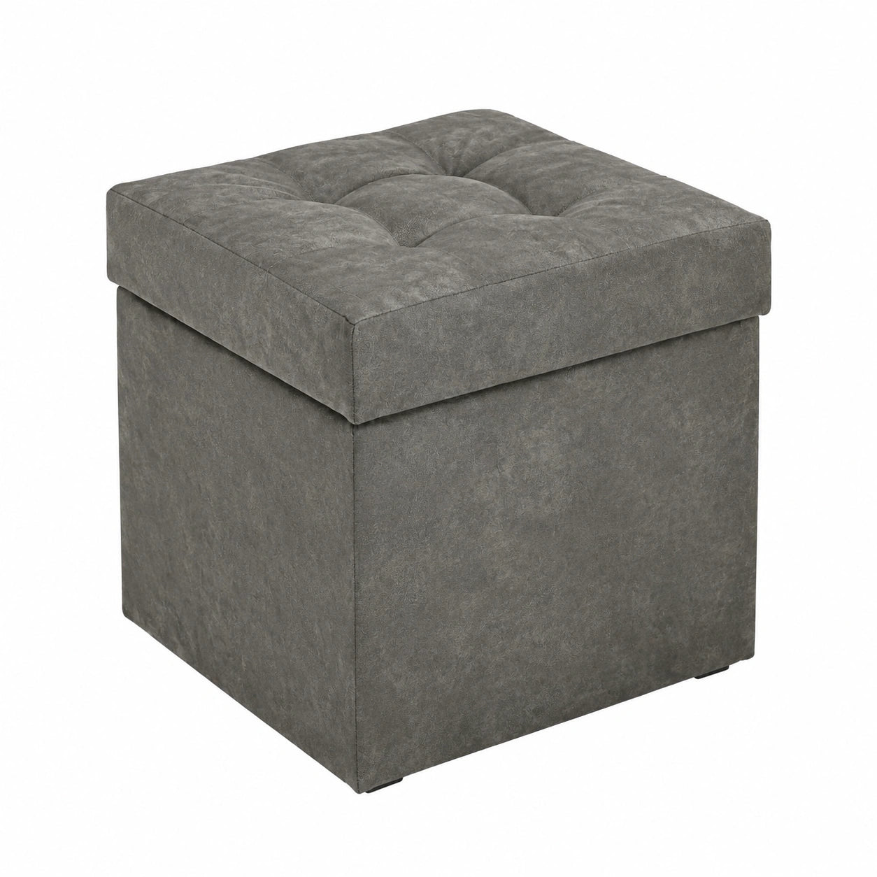 Stabiler Polsterhocker in Grau 45x45 cm mit Stauraum, bis 300 kg belastbar – ideal für Wohn- und Schlafzimmer