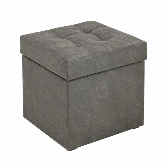 Stabiler Polsterhocker in Grau 45x45 cm mit Stauraum, bis 300 kg belastbar – ideal für Wohn- und Schlafzimmer