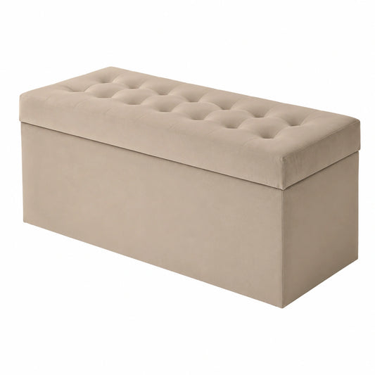Großer Stauraum Polsterhocker Beige 45x120 cm, Belastbar bis 300 kg, Pflegeleicht und Elegant