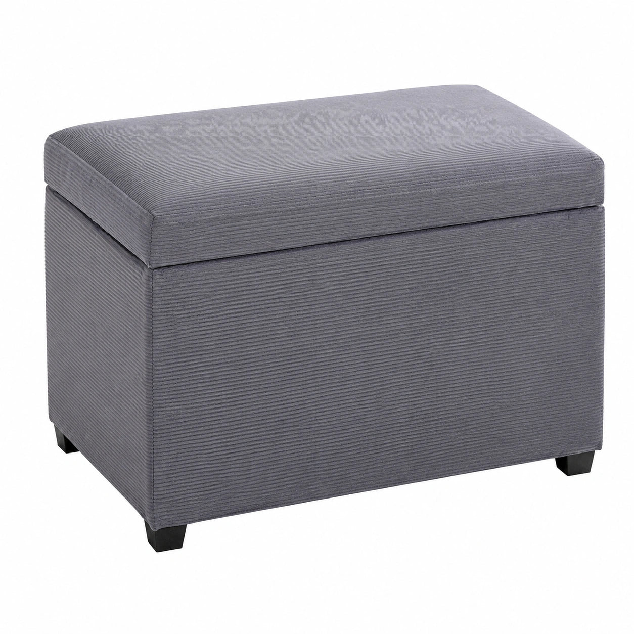 Graue Sitztruhe aus Cordstoff mit modernem Design, 58x42x39 cm