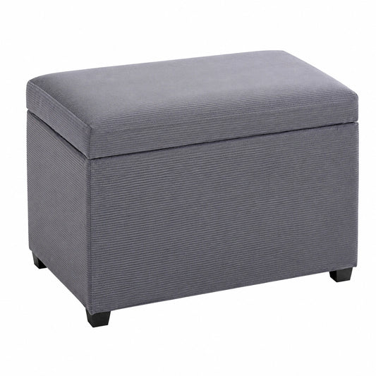 Graue Sitztruhe aus Cordstoff mit modernem Design, 58x42x39 cm