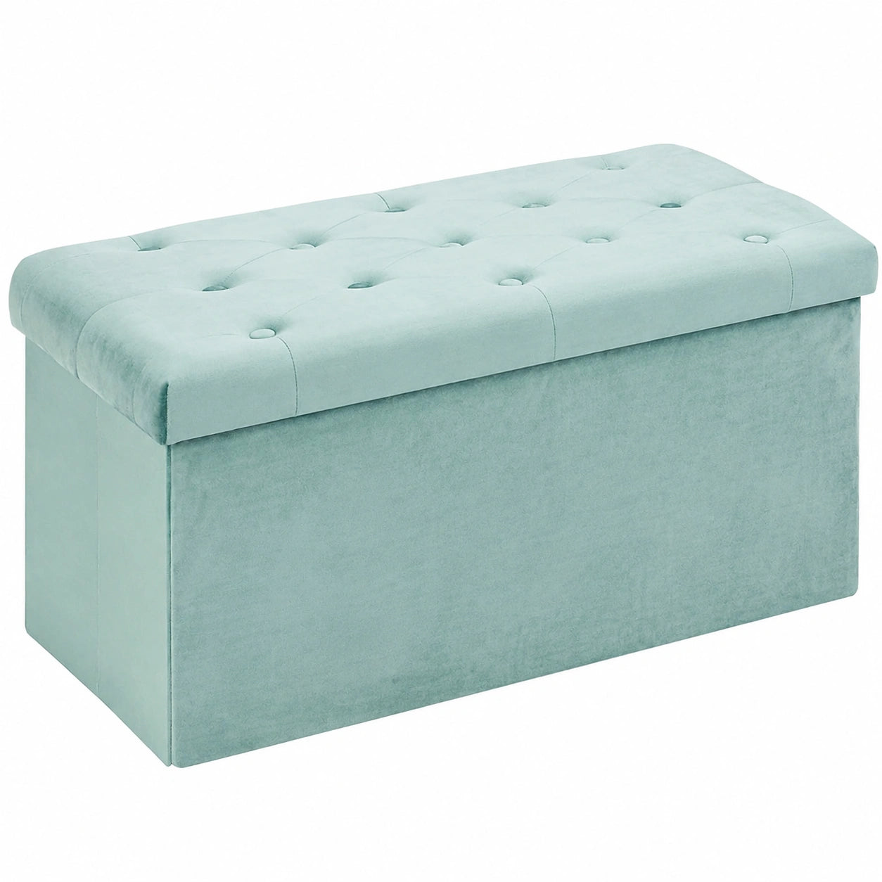 Bonlife Elegante Samtbank mit Stauraum, Faltbare Sitztruhe, Grün, 80x40x40 cm