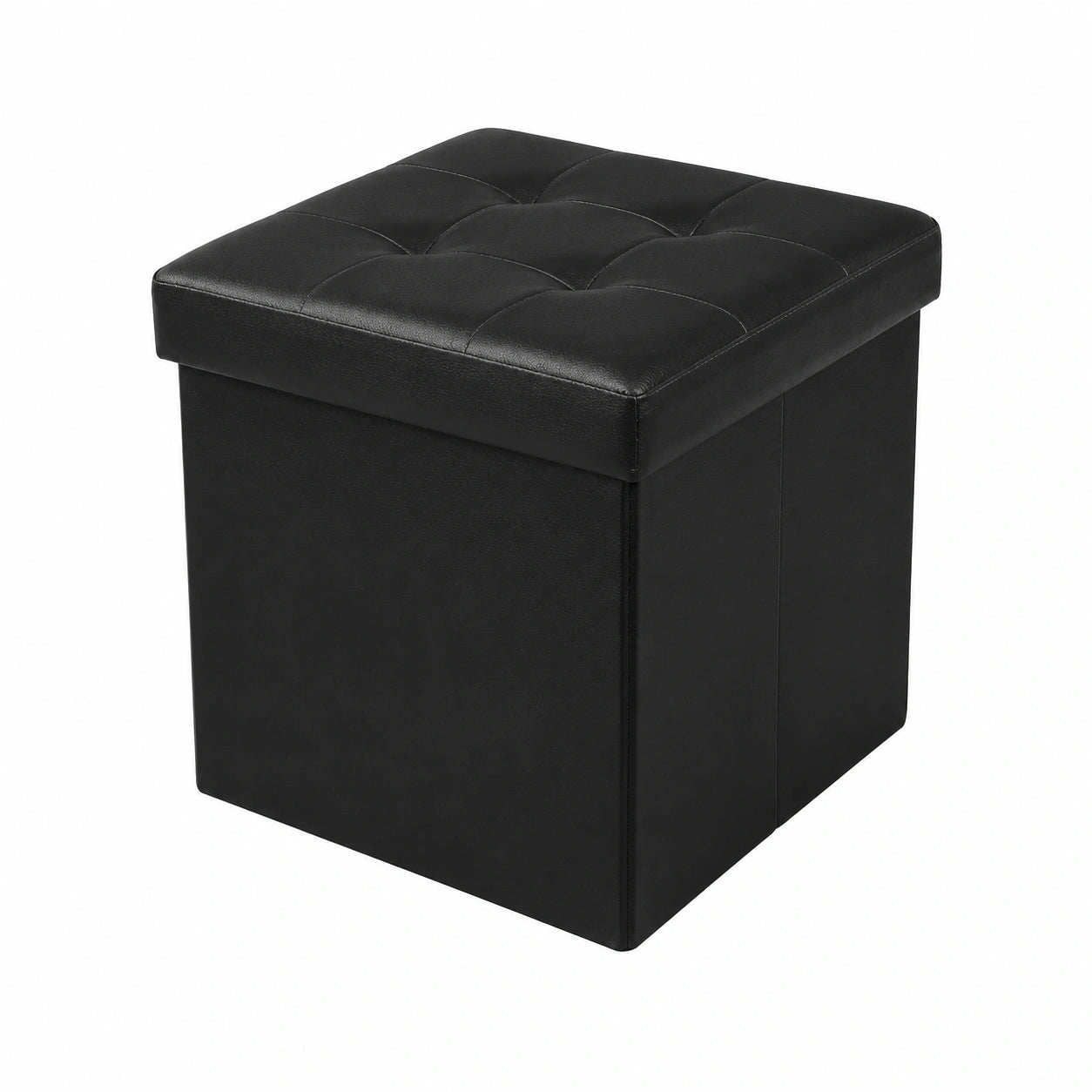 Bonlife Faltbare Truhenbank mit Stauraum und Deckel - Schwarzer Pouf Hocker