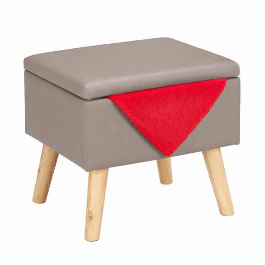 Gepolsterter Relaxdays Sitzhocker aus Kunstleder mit Stauraum, 40x40x40 cm, grau