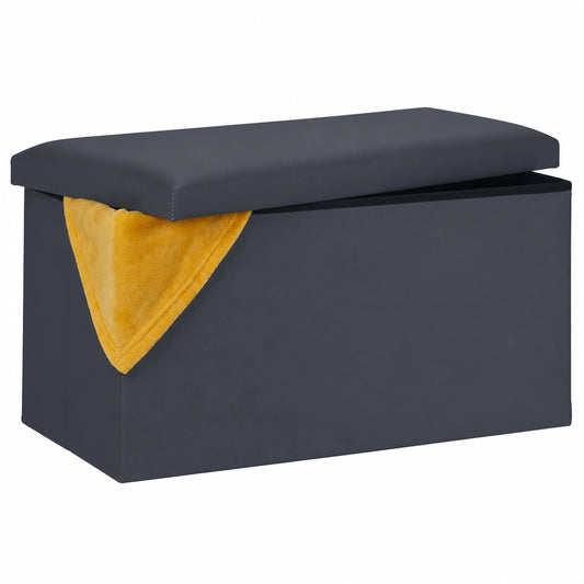 Kompakte Sitzbank mit Stauraum aus Kunstleder, faltbar und gepolstert, ideal für Flur und Schlafzimmer, dunkelgrau