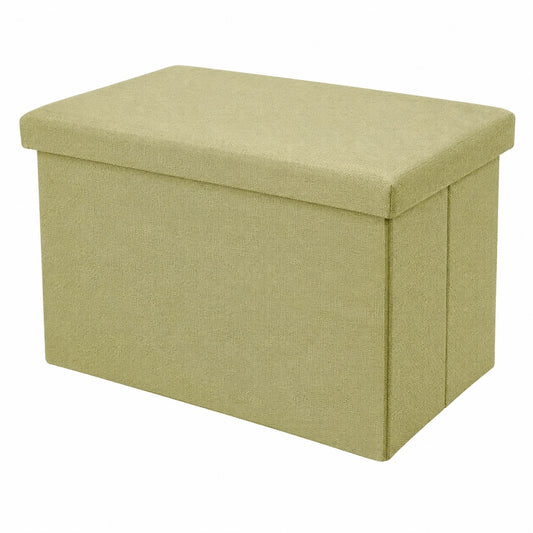 INTIRILIFE Faltbarer Sitzhocker 78x38x38 cm in Frühlingsgrün - Stauraum Sitztruhe mit Leinenoptik Bezug