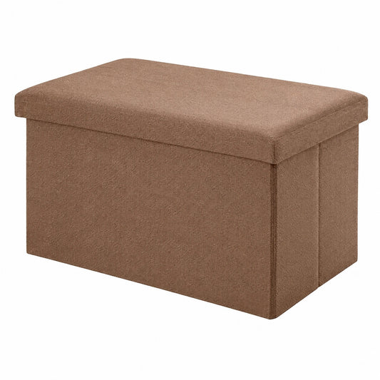 Faltbare Sitzbank mit Stauraum, Leinenoptik, Braun, 49x30x30cm