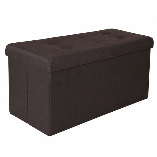 Faltbare Sitzbank aus veganem Leder mit Stauraum, 76x38x38 cm, Belastbar bis 300 kg, Grau