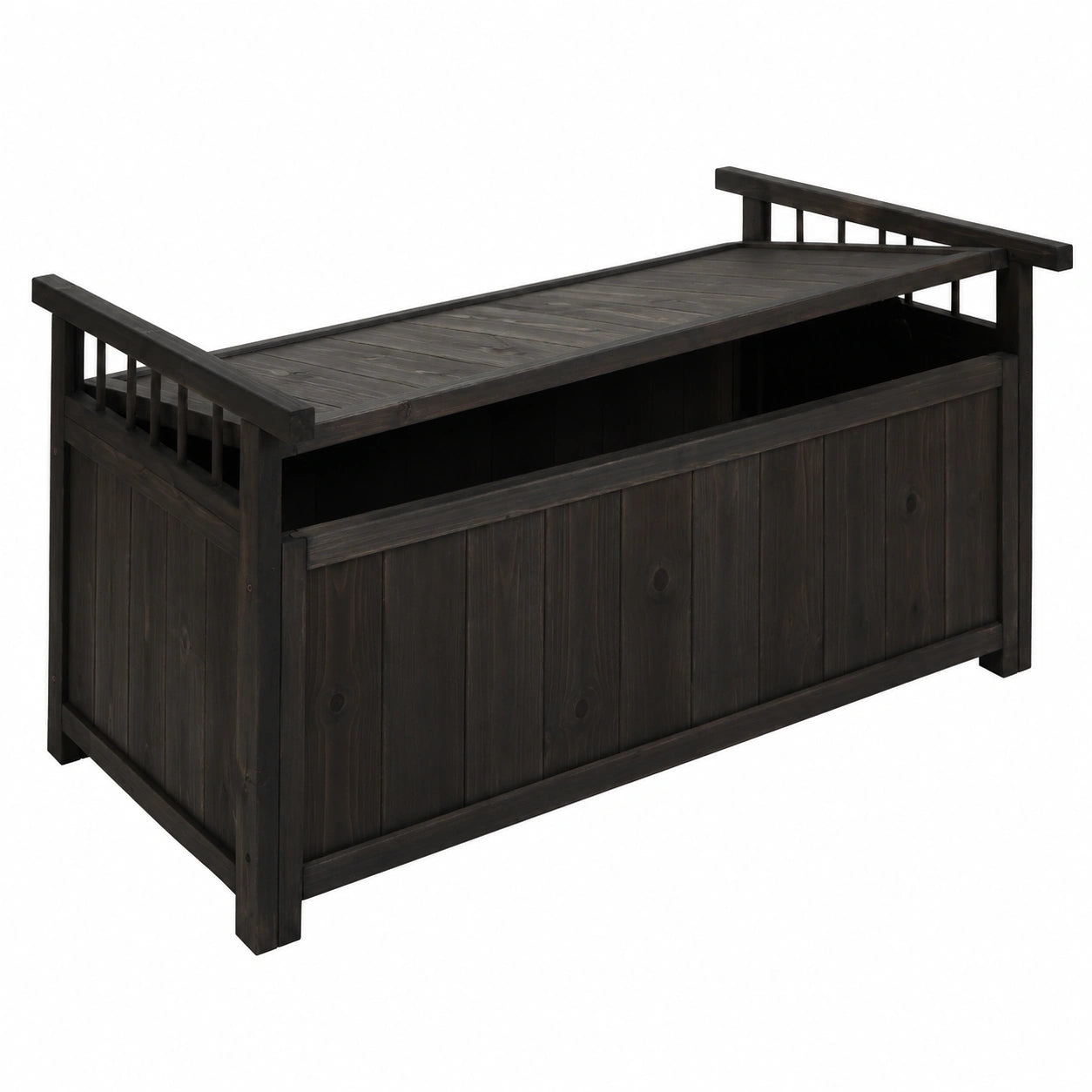 Garten-Aufbewahrungstruhe aus Tannenholz, FSC-zertifiziert, 53x108x60cm, Anthrazit