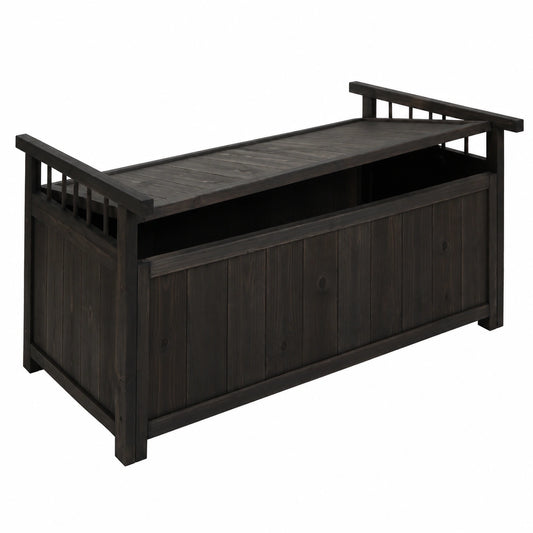 Garten-Aufbewahrungstruhe aus Tannenholz, FSC-zertifiziert, 53x108x60cm, Anthrazit