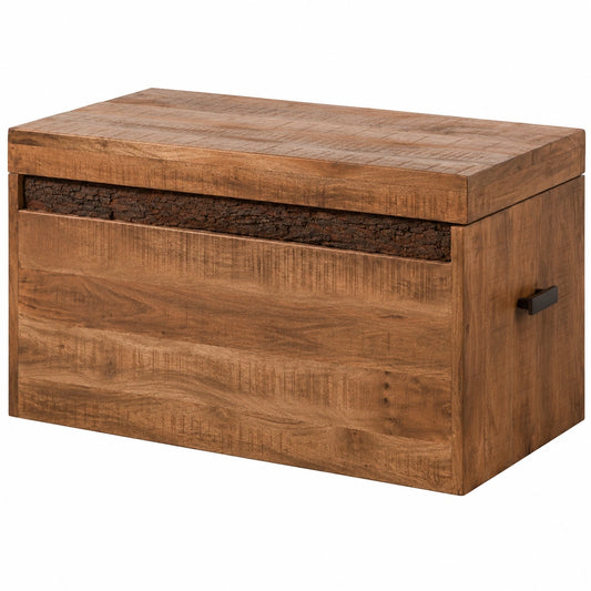 Hochwertige Akazienholz-Truhe 80x40x40 cm, Natürlich lackiert