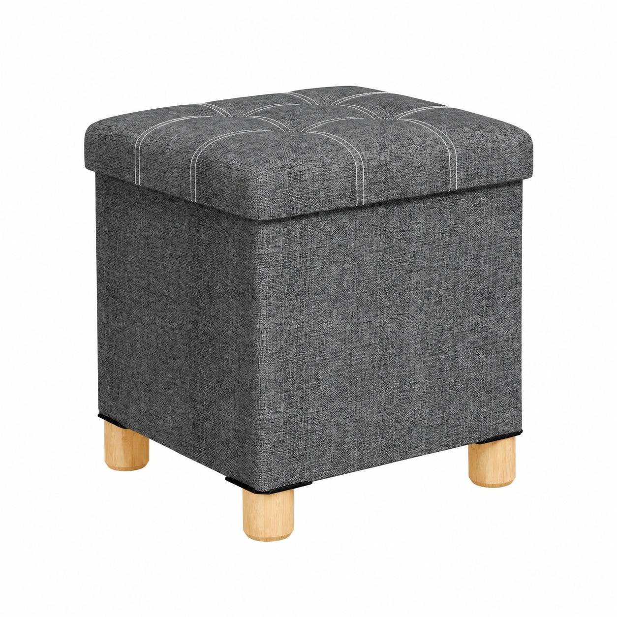 Moderner Aufbewahrungshocker mit Leinenbezug, 30x30 cm, grau