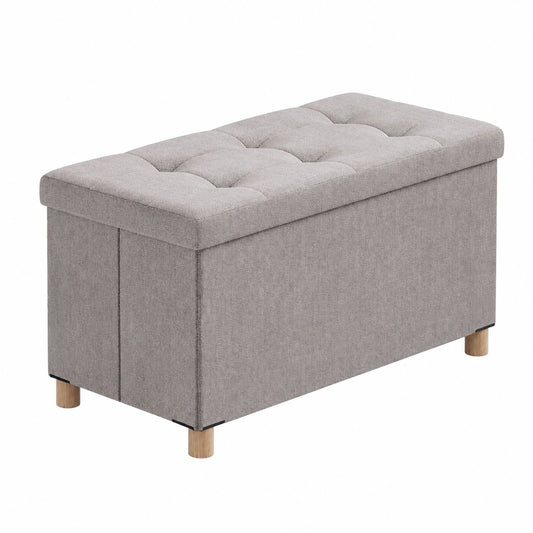 Faltbare Sitzbank mit Stauraum, hellgrau, 76 x 38 x 38 cm