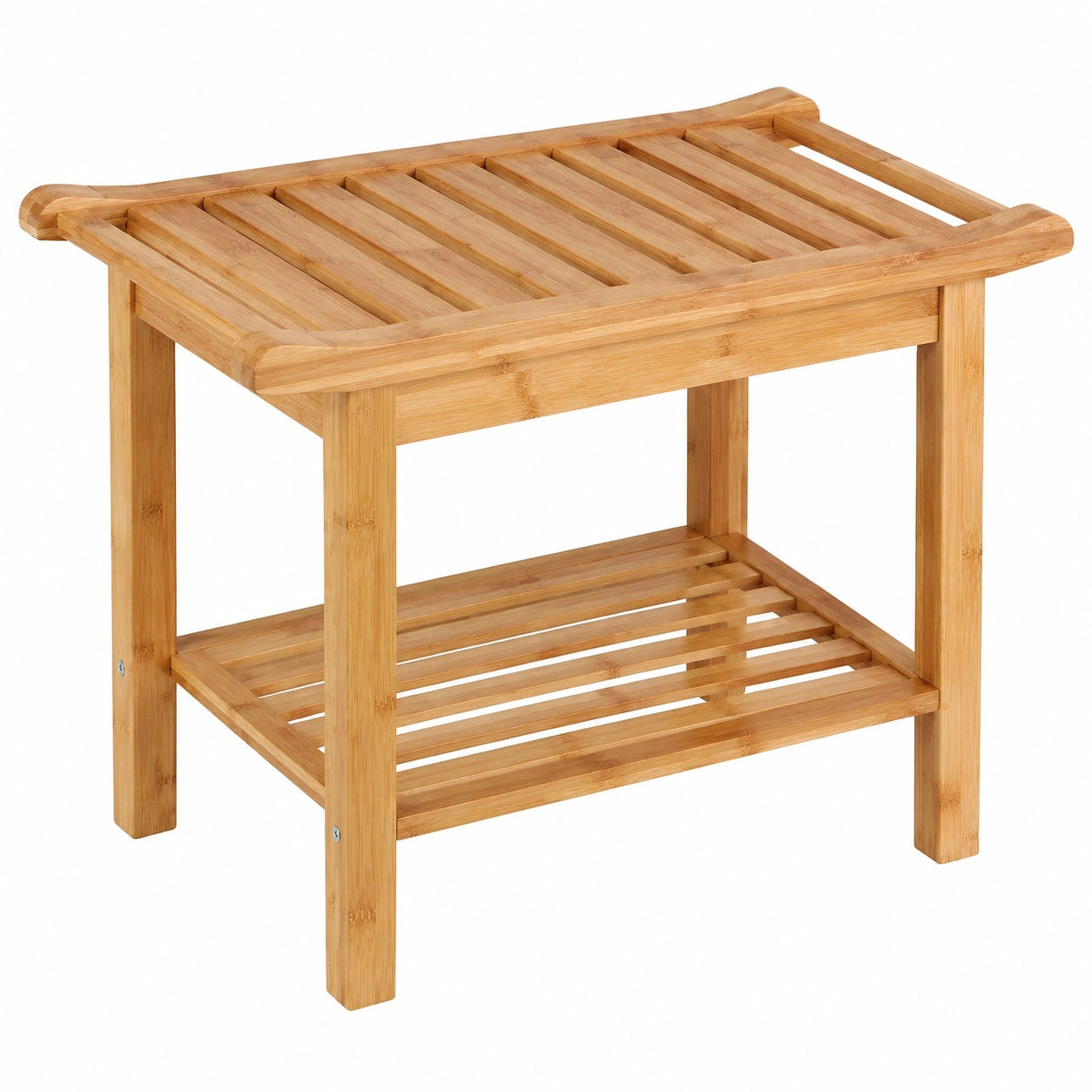 Bambus Badezimmerbank mit Stauraum, 45x66x40 cm, Naturholz