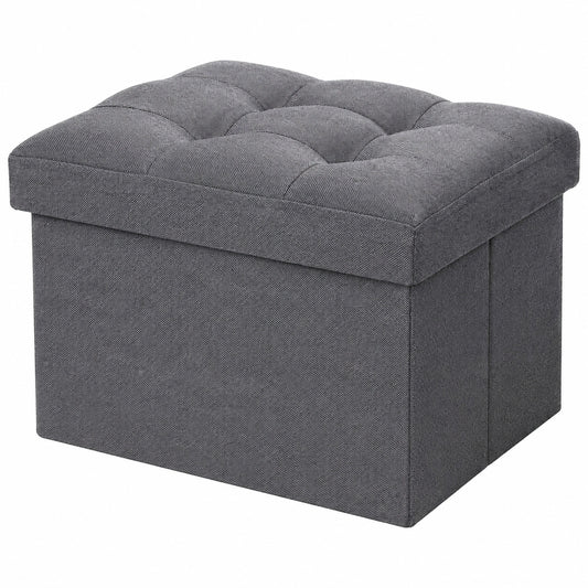 Moderner Stauraum-Sitzhocker aus Stoff, dunkelgrau, 41x31x31 cm, bis 130 kg belastbar, ideal für Wohn- und Schlafzimmer