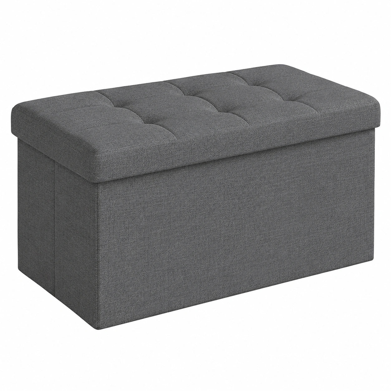Faltbare Sitzbank mit Stauraum, gepolstert, Stoff, für Flur und Schlafzimmer, dunkelgrau, 38 x 76 x 38 cm