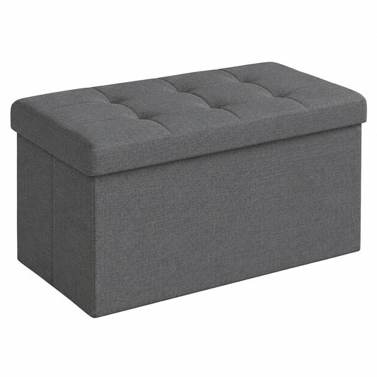 Faltbare Sitzbank mit Stauraum, gepolstert, Stoff, für Flur und Schlafzimmer, dunkelgrau, 38 x 76 x 38 cm