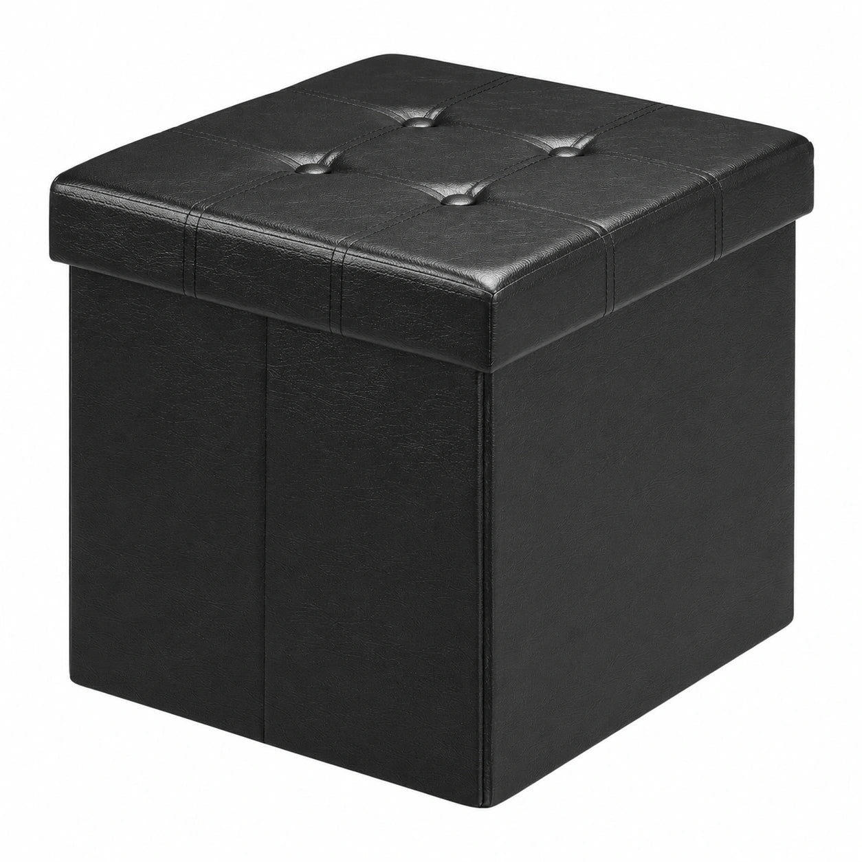 Casaria® 2er Set Stauraum-Hocker aus Kunstleder, Schwarz, 38x38 cm