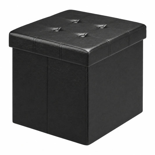 Casaria® 2er Set Stauraum-Hocker aus Kunstleder, Schwarz, 38x38 cm
