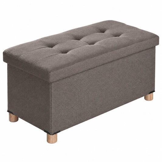 BRIAN & DANY Sitzbank mit Stauraum, faltbarer Sitzhocker mit Holzbeinen, braun, für Wohn- und Schlafzimmer, 76 x 38 x 38 cm