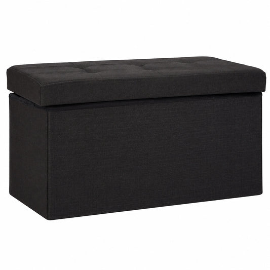 Große Sitzbank mit Stauraum, faltbar, schwarz, 38x76x38 cm