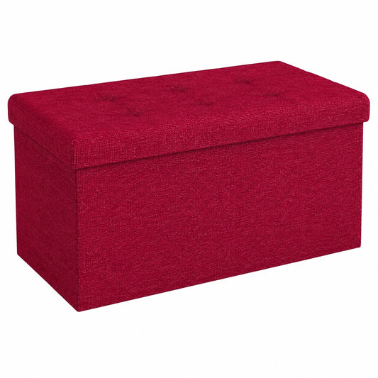 Faltbare Sitzbank mit Stauraum in Kirschrot, 76x38x38 cm