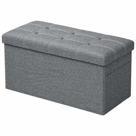 Stauraum Sitzbank in Grau, klappbare Aufbewahrungsbox, 110x38x38cm, belastbar bis 300 kg