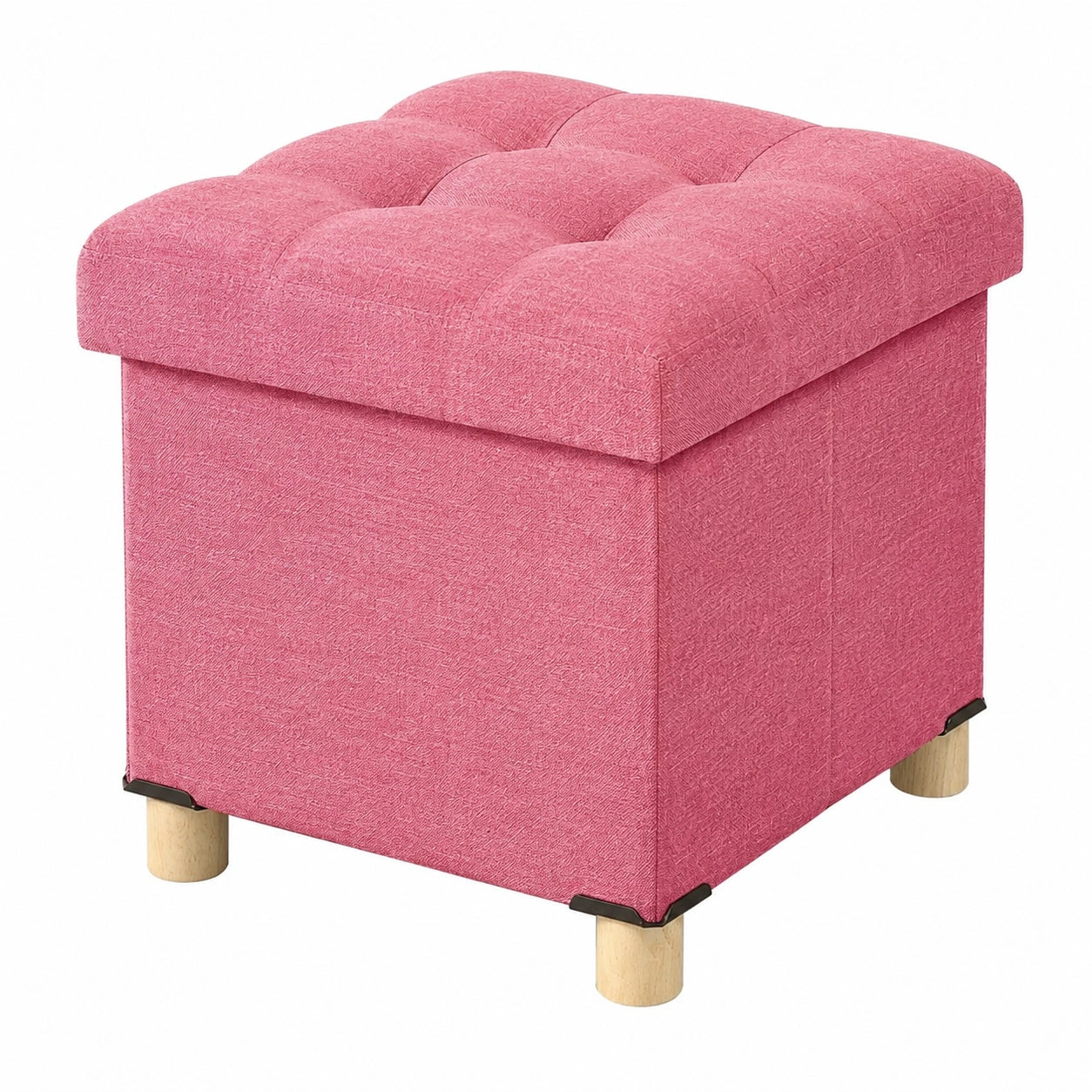 BRIAN & DANY Aufbewahrungs-Hocker mit Holzbeinen, 38 x 38 x 38 cm, Pink