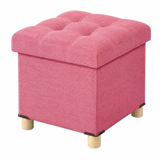 BRIAN & DANY Aufbewahrungs-Hocker mit Holzbeinen, 38 x 38 x 38 cm, Pink