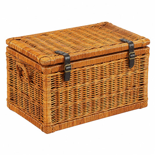 Kobolo Aufbewahrungstruhe mit Sitzfunktion - Rattan Braun - 70x45x40 cm